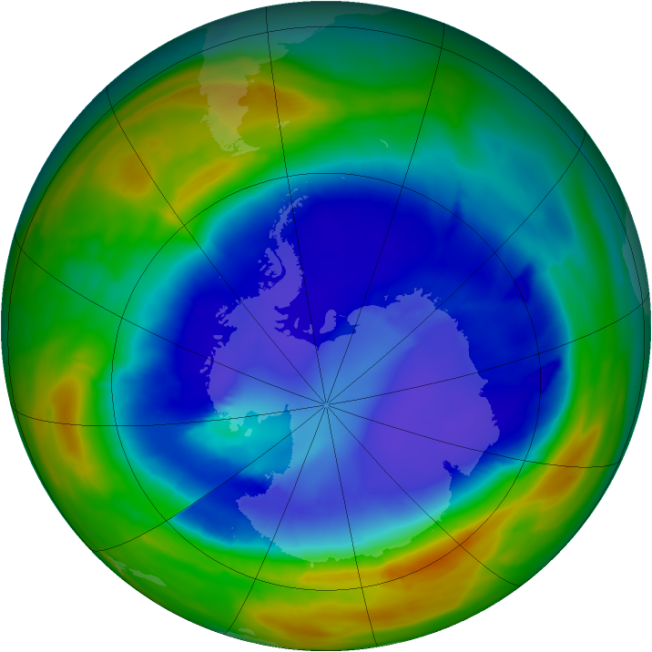 Antarctic ozone map for 09 September 2014